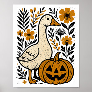 Vintag Floral Boho Albern Goose Pumpkin Niedlich H Poster