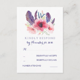 Vintag Floral Boho Wedding RSVP Karte