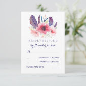 Vintag Floral Boho Wedding RSVP Karte (Stehend Vorderseite)