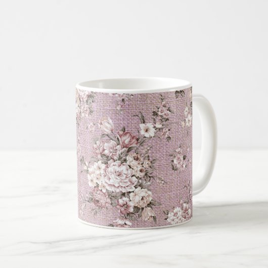 Vintag Floral Bouquet Lavender Lila Kaffeetasse (VorderseiteRechts)