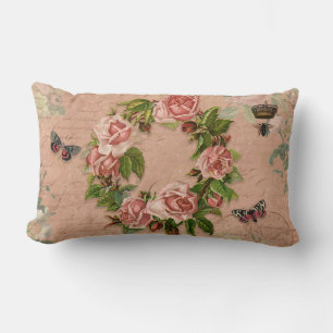 Vintag Floral Bouquet Rose Blume Bee n Ephemera Lendenkissen