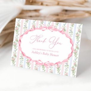 Vintag Floral Bow Baby Dusche Vielen Dank Dankeskarte