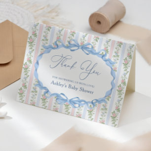 Vintag Floral Bow Baby Dusche Vielen Dank Dankeskarte