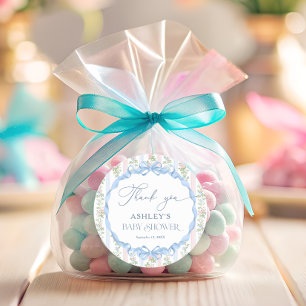 Vintag Floral Bow Baby Dusche Vielen Dank Runder Aufkleber