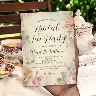 Vintag Floral Bridal Tee Party Dusche Einladung