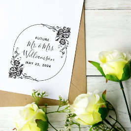 Vintag Floral Delicate Future Mr. & Mrs. Wedding Gummistempel
