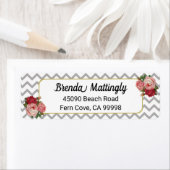 Vintag Floral Grau Chevrons Rose Rücksendeadresse (Insitu)