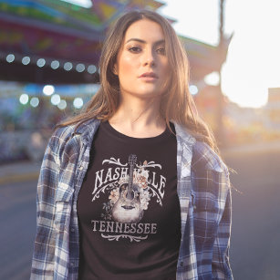 Vintag Floral Guitar Nashville T - Shirt