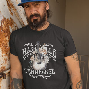 Vintag Floral Guitar Nashville T - Shirt