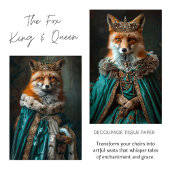 Vintag Floral King Fox Decoupage Seidenpapier