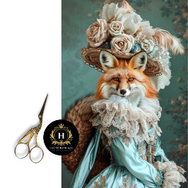 Vintag Floral Marie Antoinette Fox Decoupage Seidenpapier