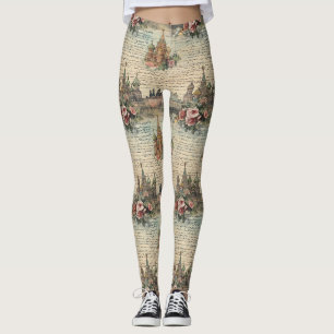 Vintag Floral Moscow Artwork - Handgeschriebenes S Leggings