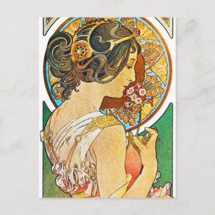 Vintag Floral Mucha Postkarte
