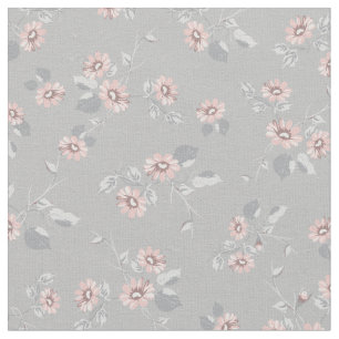 Vintag Floral Pink Daisies Französisches Land Gra Stoff
