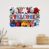 Vintag floral Welcome Zuhause Poster Print (Küche)
