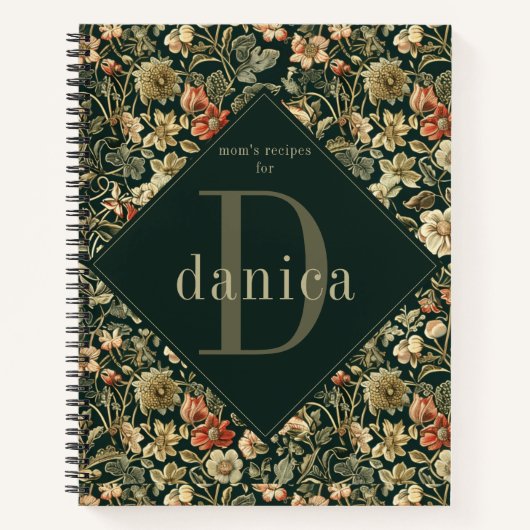 Vintag Floral William Morris Familienrezept Notizblock (Vorderseite)