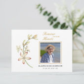 Vintag florale Beerdigung Danke Foto (Stehend Vorderseite)