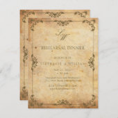 Vintag florale Monogramm-Probe-Dinner-Karte Einladung (Vorne/Hinten)