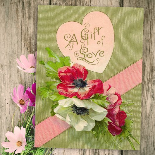 Vintag florale Valentine Postkarte