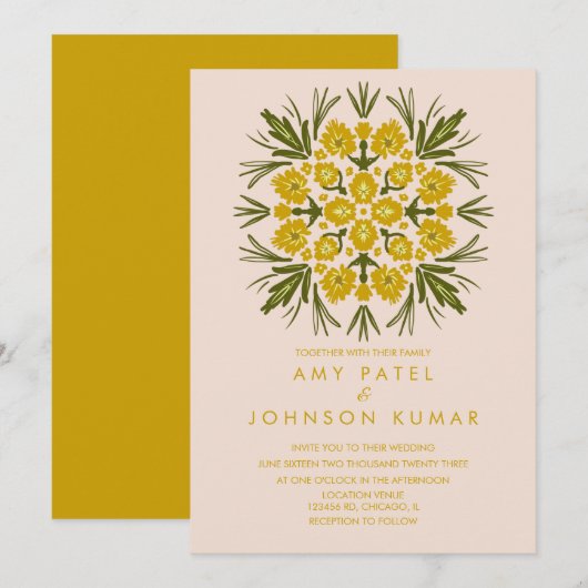 Vintag Florals Botanischer Mandala Handgezeichnet Einladung (Vorne/Hinten)