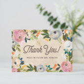 Vintag Florals | Brautparty Flat Vielen Dank Dankeskarte (Stehend Vorderseite)