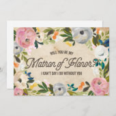 Vintag Florals | Ehrenmatron Einladung (Vorne/Hinten)