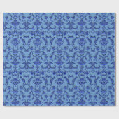 Vintag Florentine Damask (blau) Geschenkpapier (Flach)