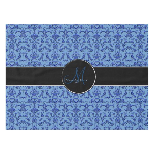 Vintag Florentine Damask (blau) Tischdecke (Vorderseite (Horizontal))
