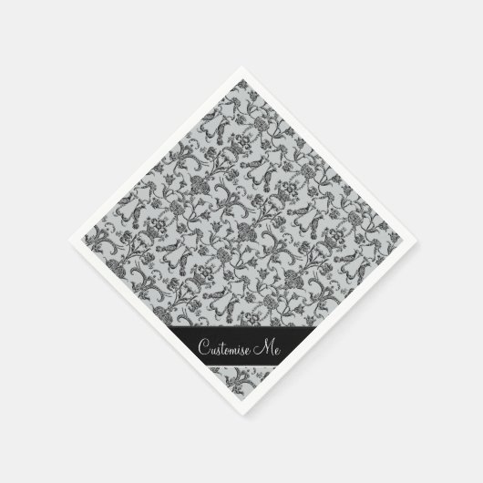 Vintag Florentiner Damaskus (schwarz) Serviette (Ecke)