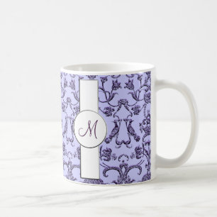 Vintag Florentiner Damast (Monogramm) (Lilac) Kaffeetasse