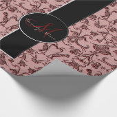 Vintag Florentiner Damast (rot) (Monogramm) Geschenkpapier (Ecke)