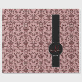 Vintag Florentiner Damast (rot) (Monogramm) Geschenkpapier (Flach)