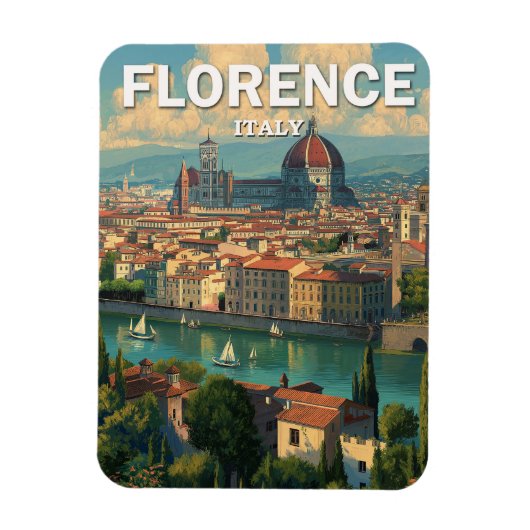 Vintag Florenz Italien Skyline Travel Magnet (Vertikal)