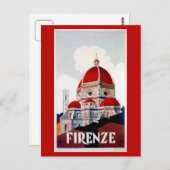 Vintag Florenz Italienisches Reiseplakat Postkarte (Vorne/Hinten)
