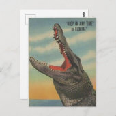 VINTAG FLORIDA ALLIGATOR POSTCARD POSTKARTE (Vorne/Hinten)
