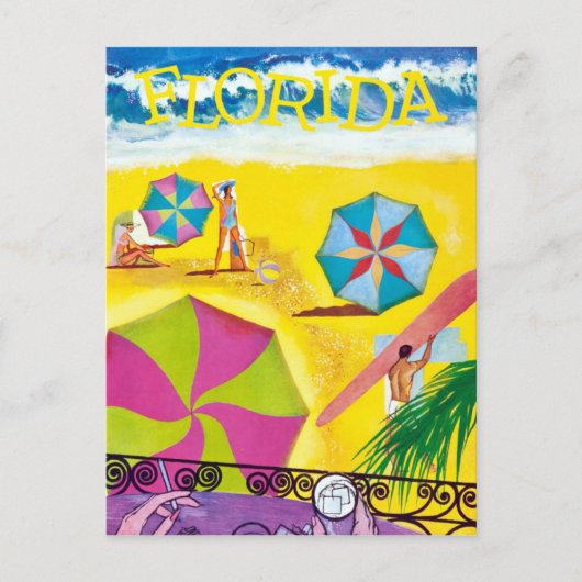 Vintag Florida Beach Travel Postkarte (Vorderseite)