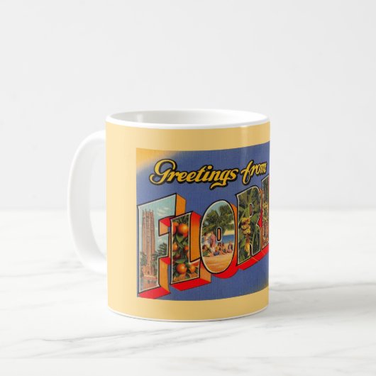 Vintag Florida Greetings Kaffeetasse (Vorderseite Links)