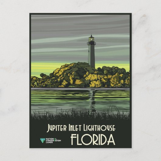 Vintag Florida Jupiter Inlet Lighthouse Postkarte (Vorderseite)