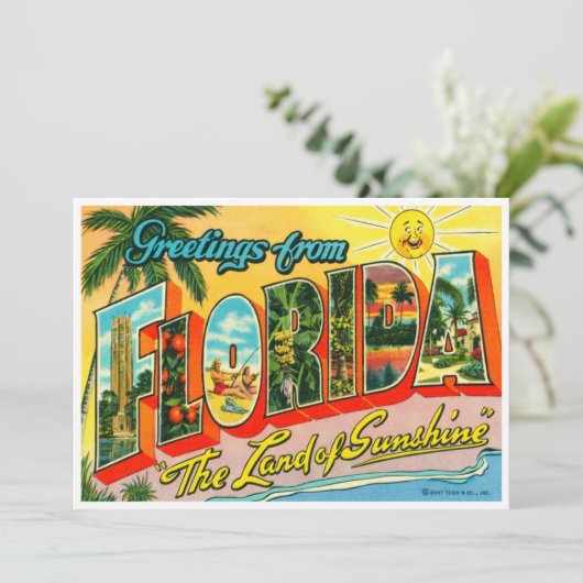 Vintag Florida Karte (Stehend Vorderseite)