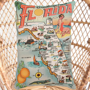 Vintag Florida map kitschige Grüße Dekokissen