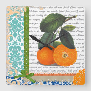 Vintag Florida Orange Frucht Küchenuhr Quadratische Wanduhr