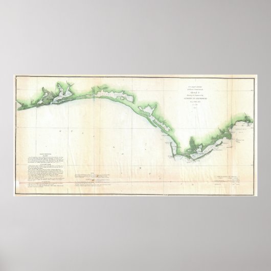Vintag Florida Panhandle Coastal Map (1852) Poster (Vorne)