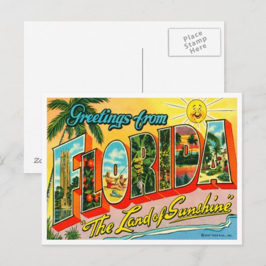 Vintag Florida Postkarte (Vorne/Hinten)