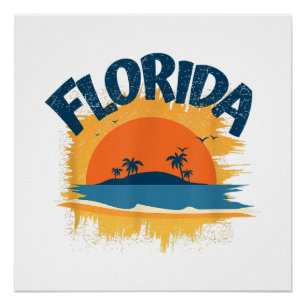 Vintag Florida Retro T-Shirt Design Sonnenschein Poster