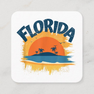 Vintag Florida Retro T-Shirt Design Sonnenschein Quadratische Visitenkarte