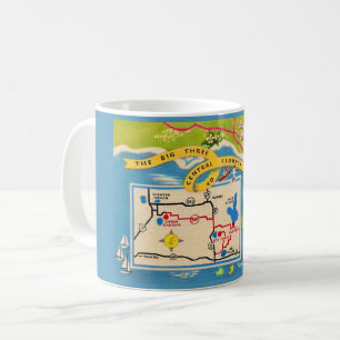Vintag Florida Sehenswürdigkeiten Tasse Karte