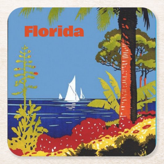 Vintag Florida, Text hinzufügen, Untersetzer (Vorderseite)