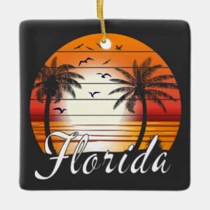 Vintag Florida USA Palm Trees Summer Beach Keramikornament