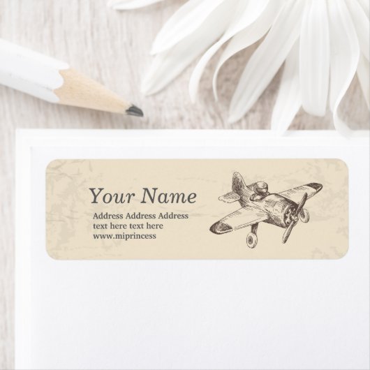 Vintag, Flugzeug, Aufkleber für die Rücksendeadres (Insitu)