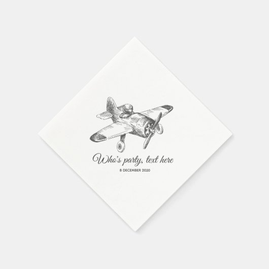 Vintag, Flugzeug, Flugzeug Cocktail Papier Napkins Serviette (Ecke)